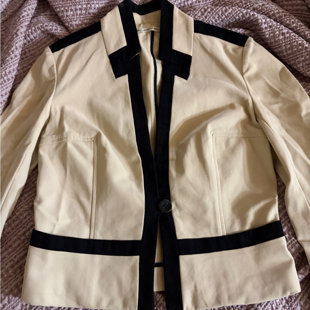 Diane Von Furstenberg Cream and Black Blazer